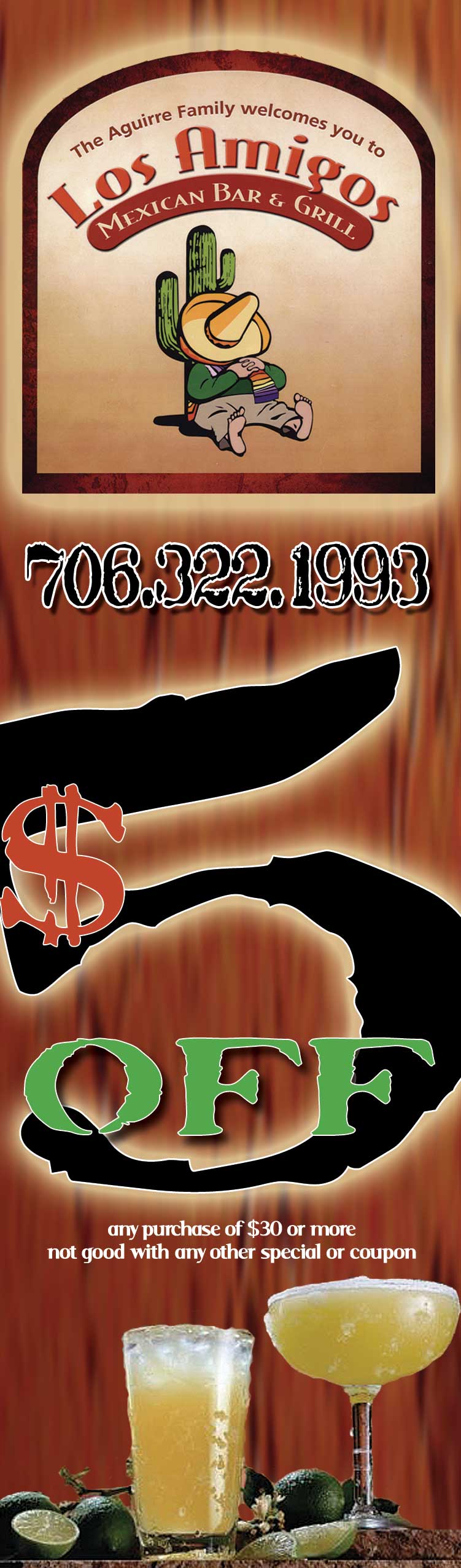 Los Amigos Mexican Bar & Grill $5 Discount Bookmark