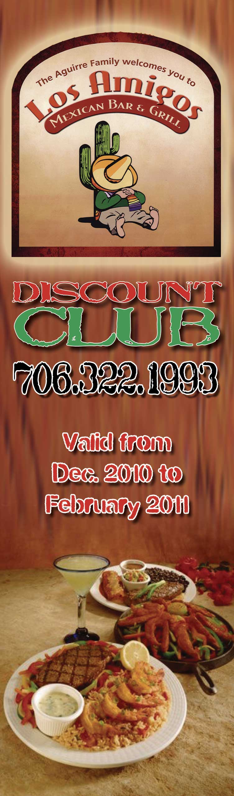 Los Amigos Mexican Bar & Grill Discount Club Bookmark