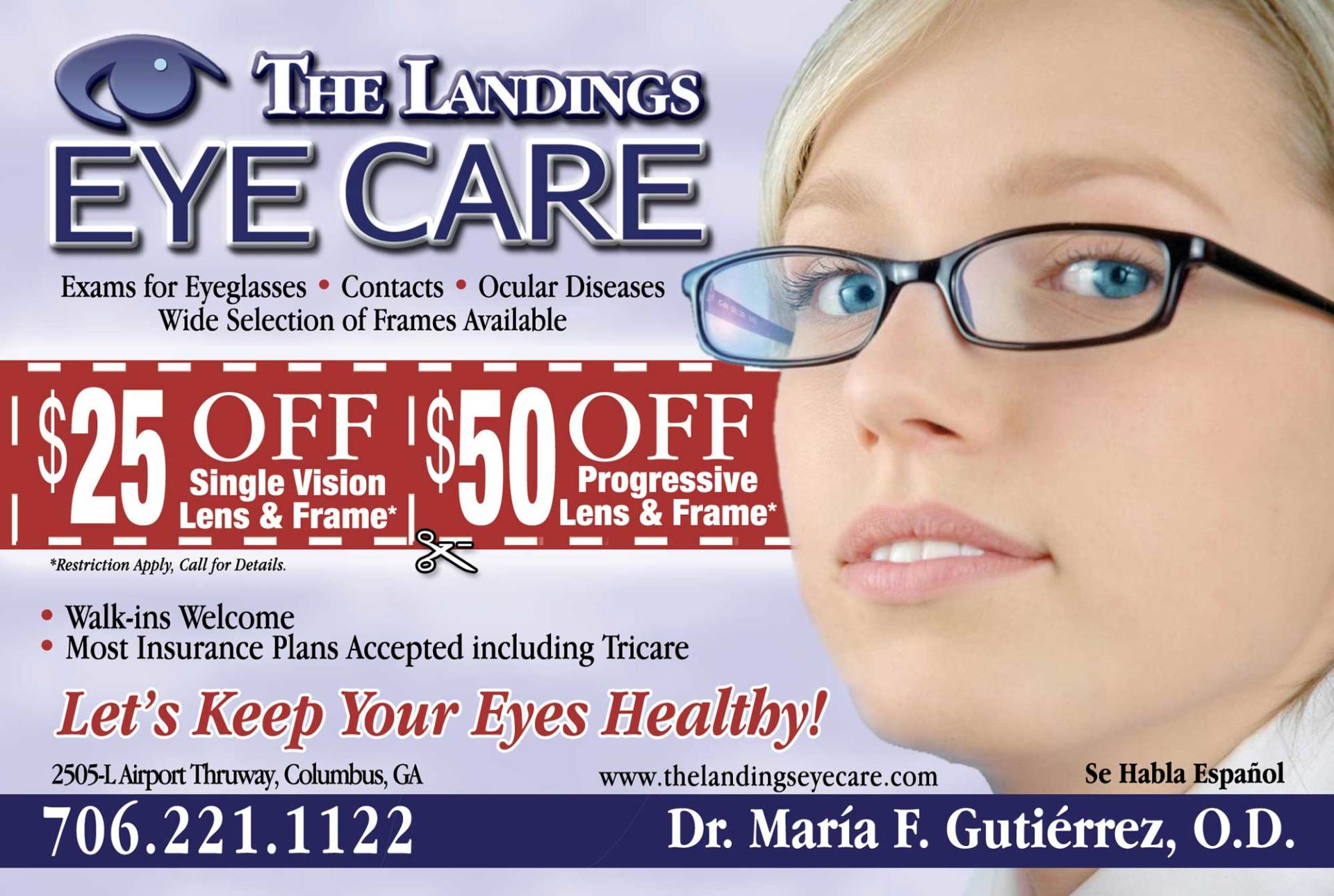The Landings Eye Care postcard