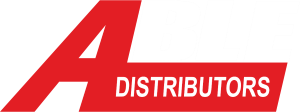 A red and white logo for a distributors company