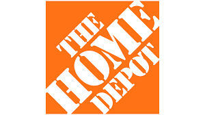 An orange and white logo for the home depot