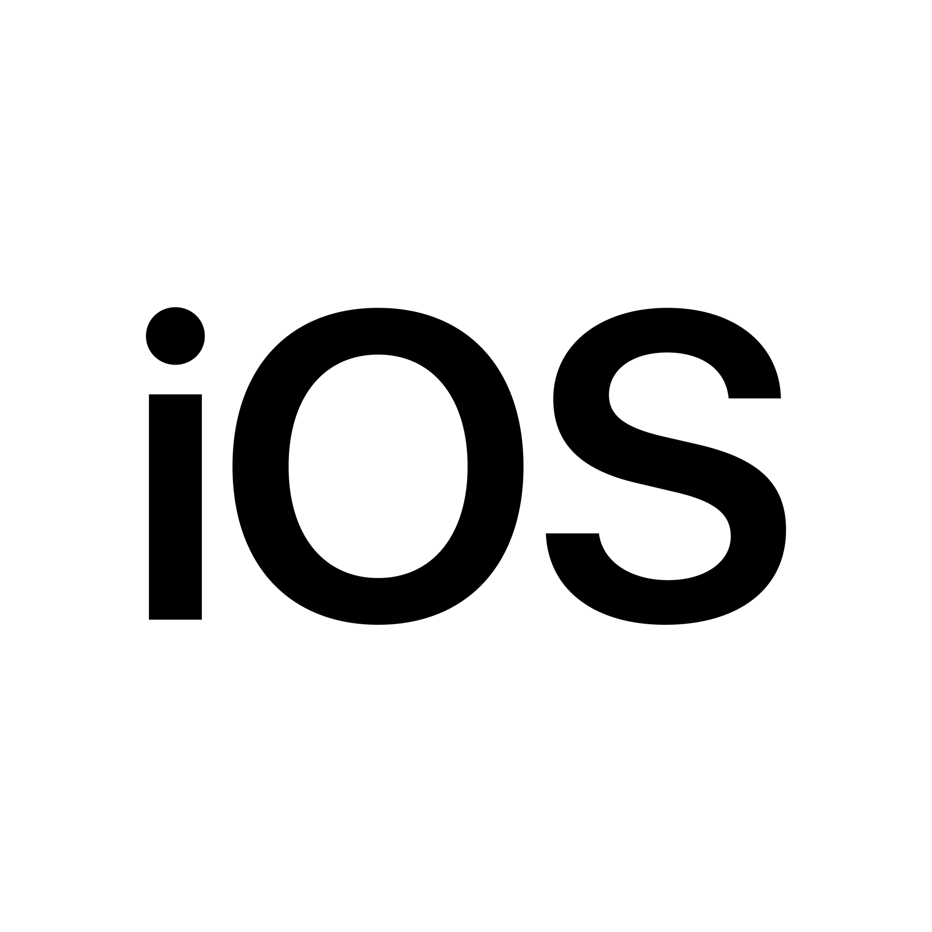 Le logo ios est noir et blanc sur fond blanc.
