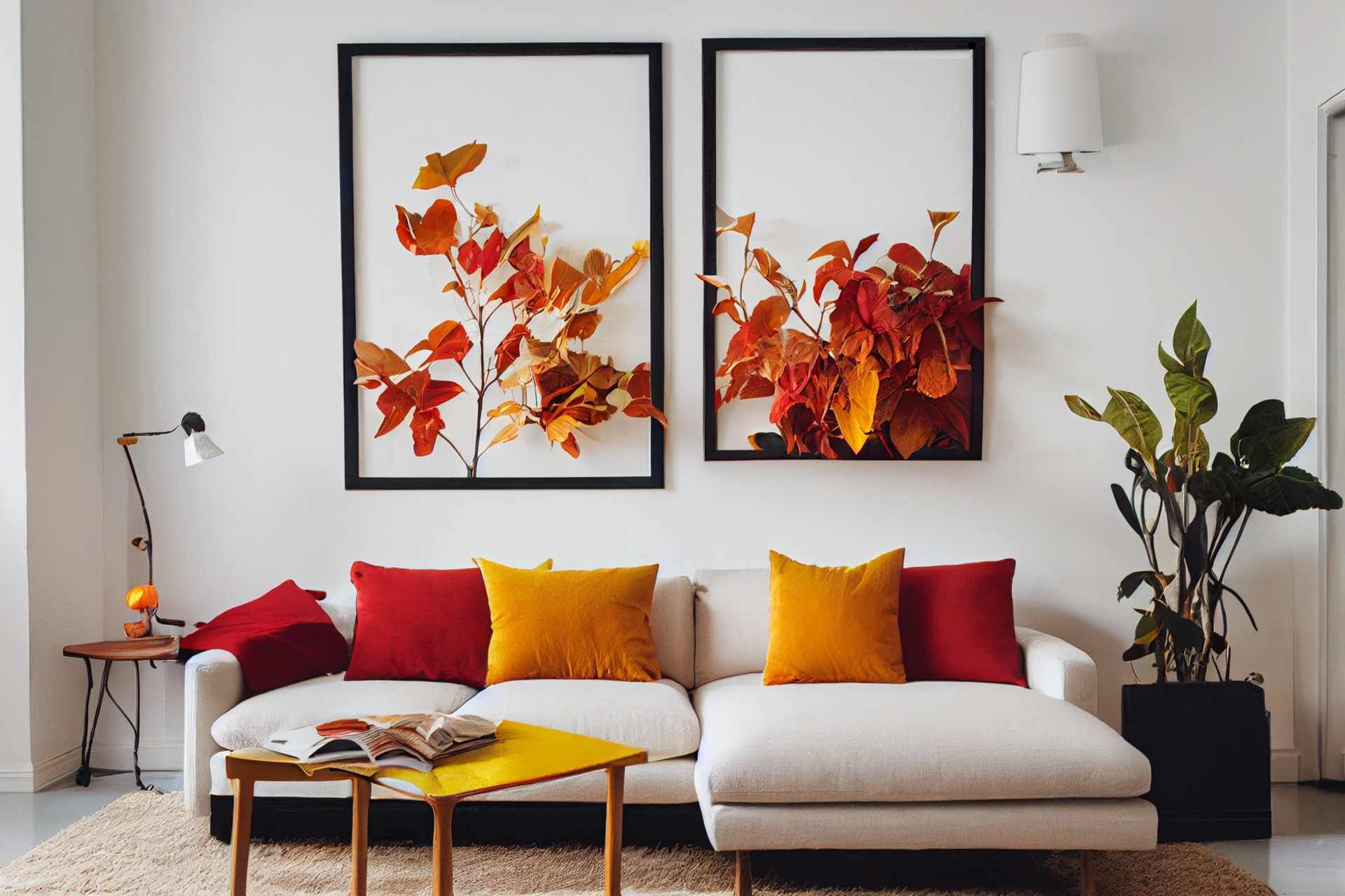 Home living room decorated in rich autumn colors