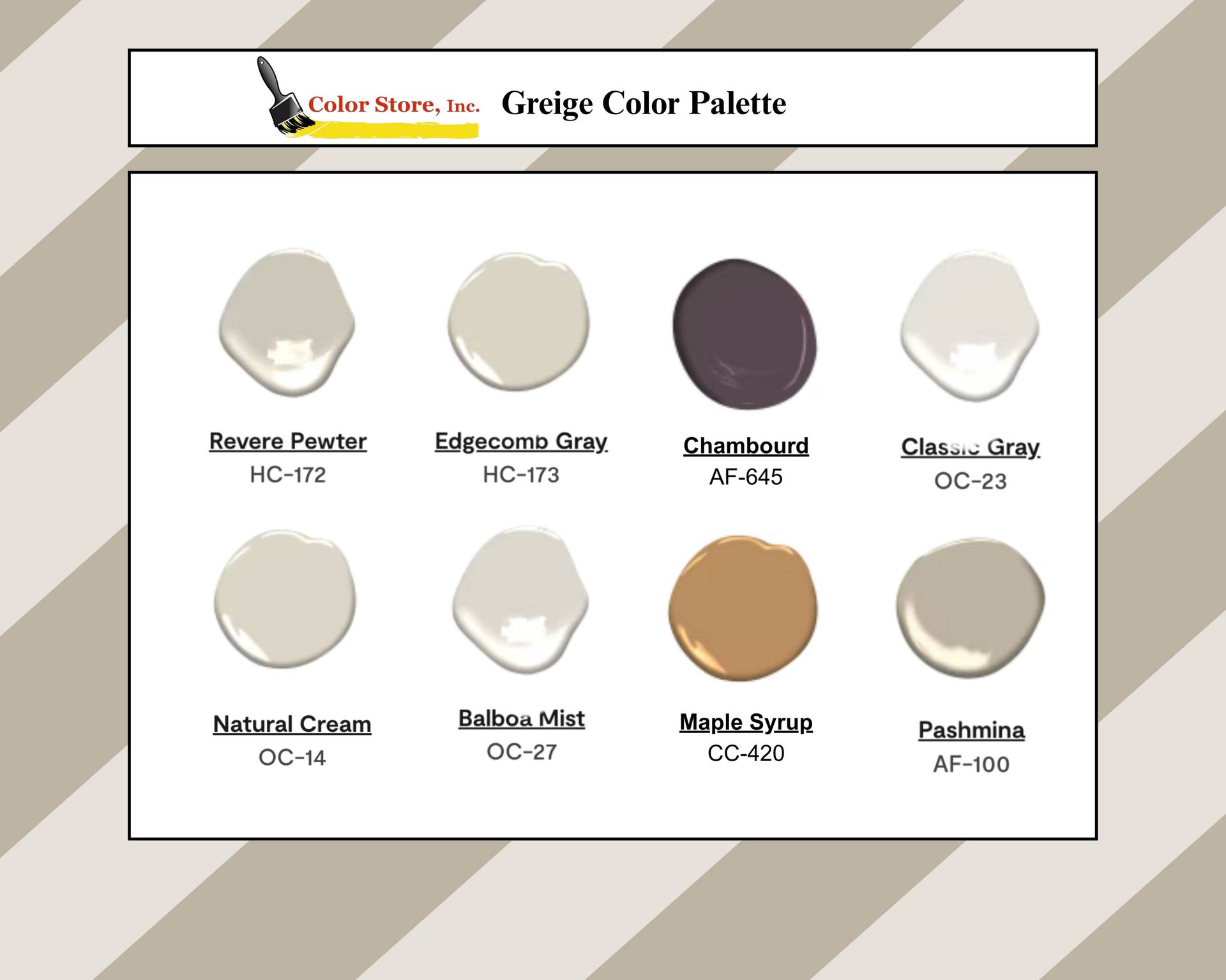 Benjamin Moore Greige Color Palette near Des Moines & Waukee, Iowa (IA) and Omaha, Nebraska (NE)