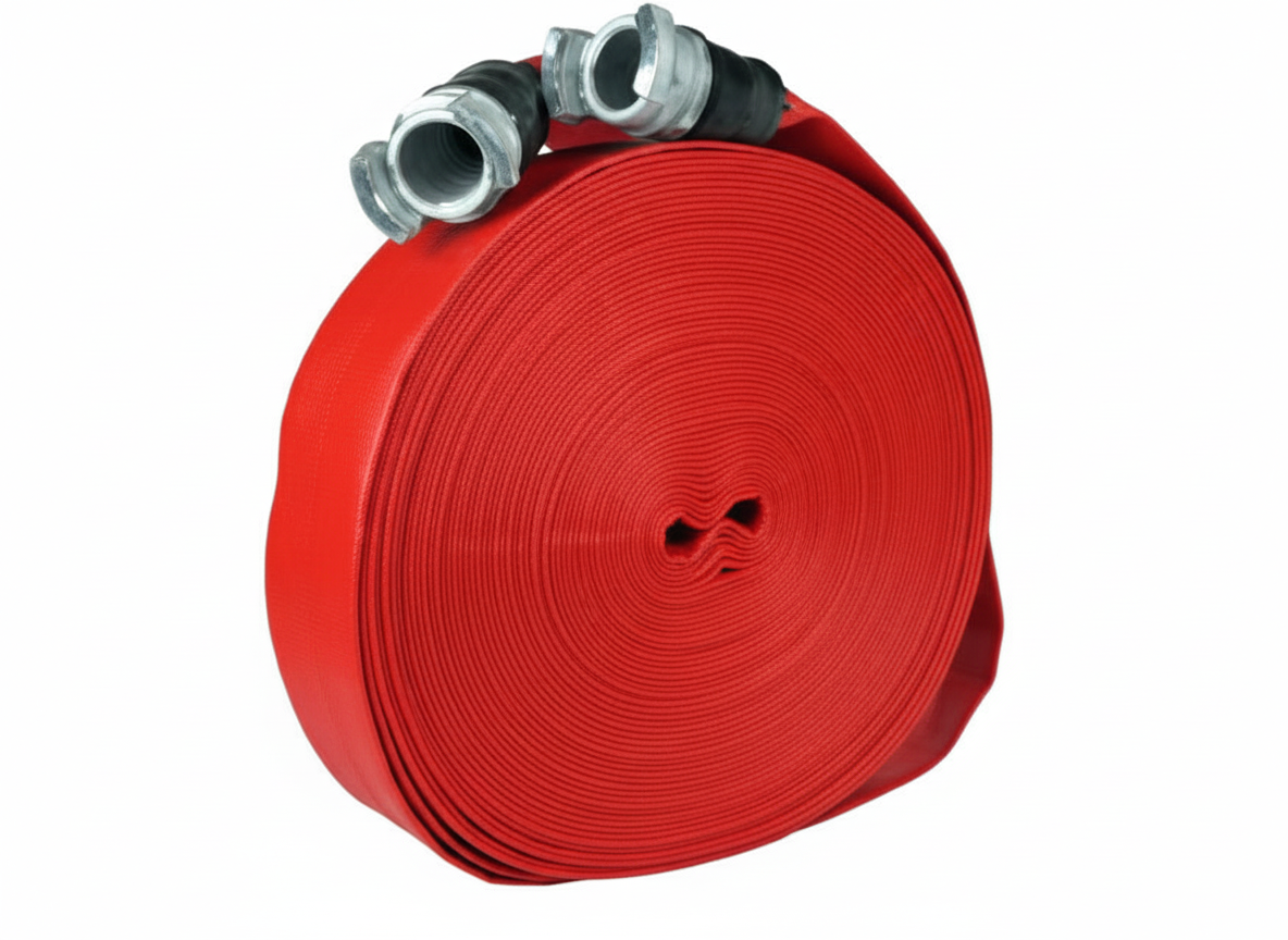 Tuyau incendie rouge pour distribution rapide d’eau et sécurité incendie
