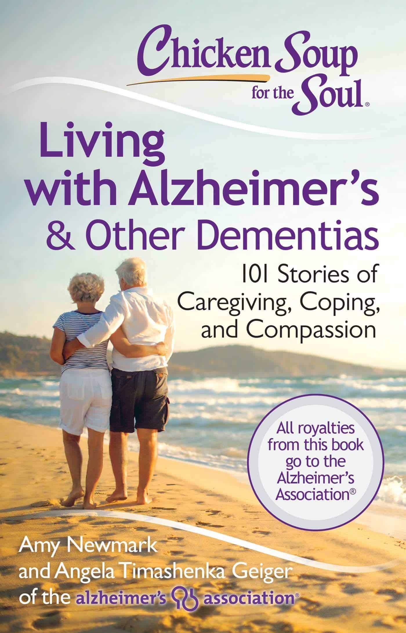 Book cover: Elderly couple on a beach, title reads 