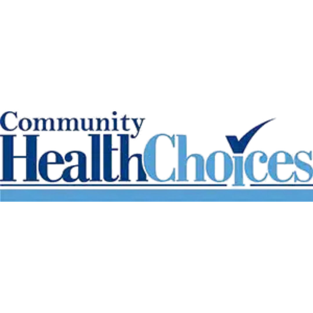 Community Health Choices logo with blue text and checkmark.