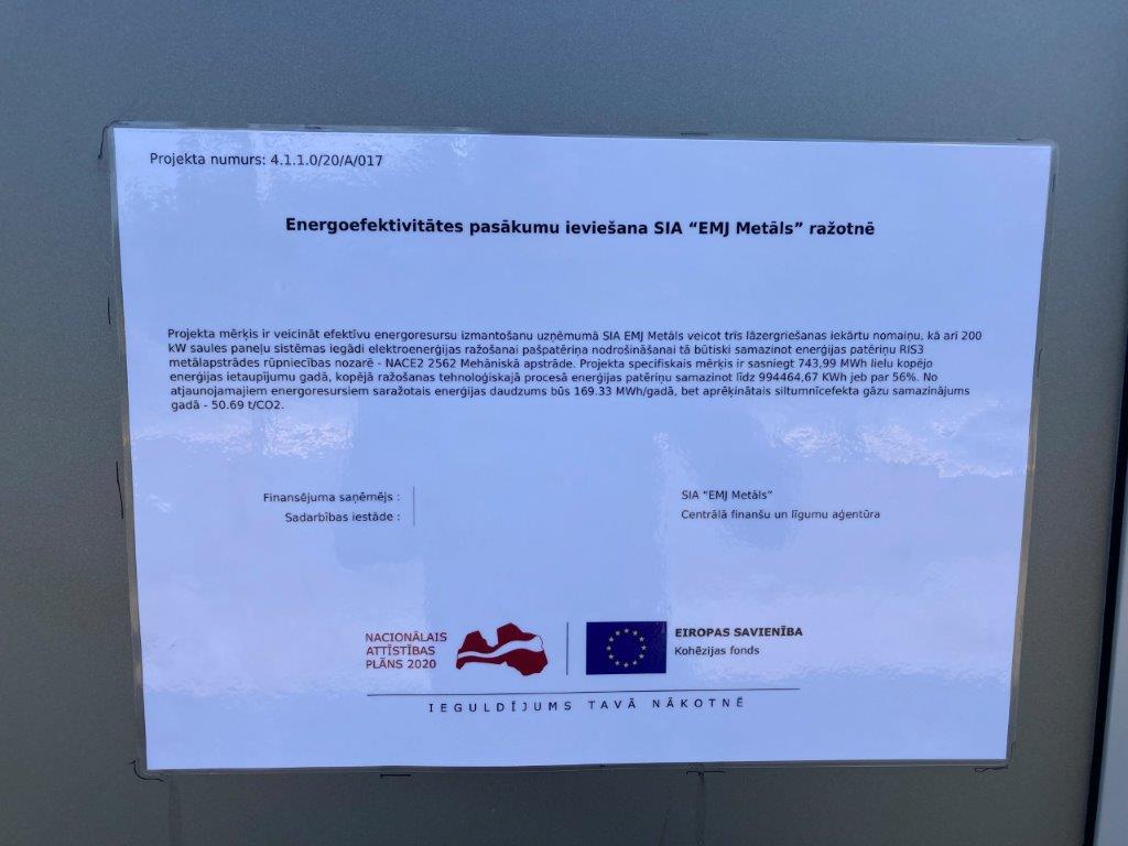 SIA, EMJ Metāls noslēdz līgumu ar Centrālo finanšu un līgumu aģentūru (CFLA)