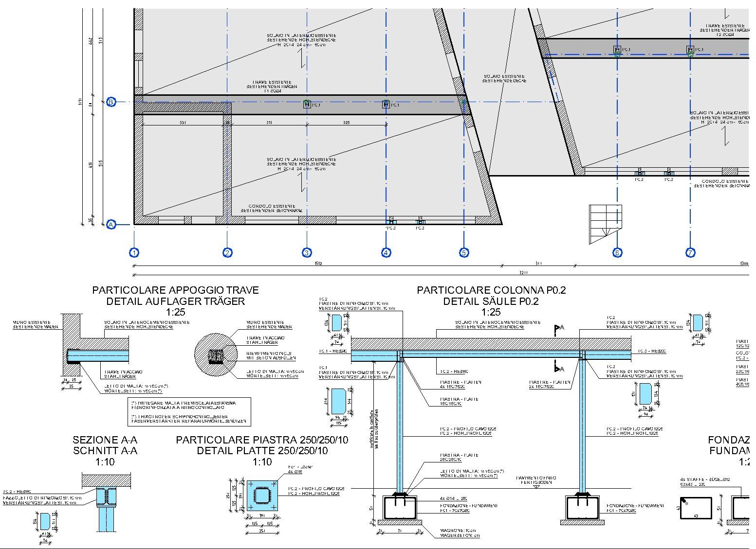 Estratto statica per rinforzi strutturali in acciaio