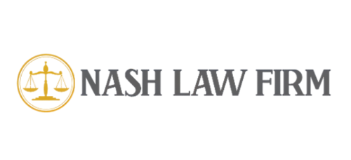 Nash Law Firm logo: Scales of justice in a gold circle, with "NASH LAW FIRM" text.