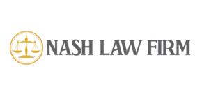 Nash Law Firm logo: Scales of justice in a gold circle, with "NASH LAW FIRM" text.