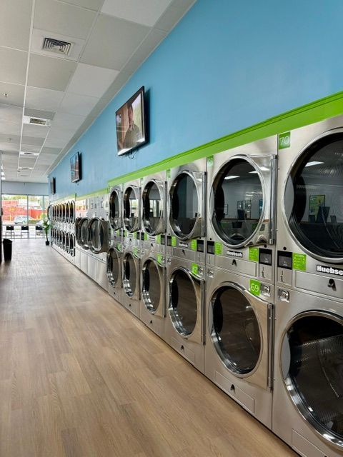 All of our laundry drying machines that accept card or coin
