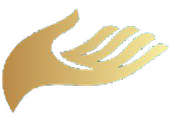 Gold-colored open hand, palm up, suggesting help or giving.