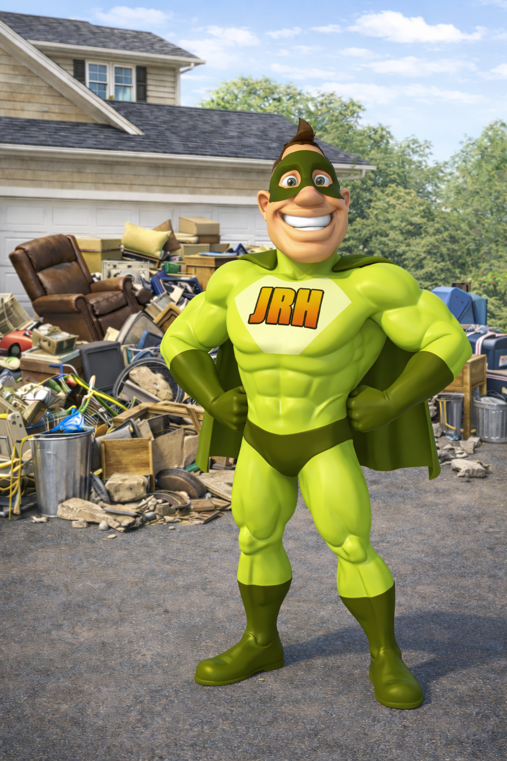 Superhero in green costume with