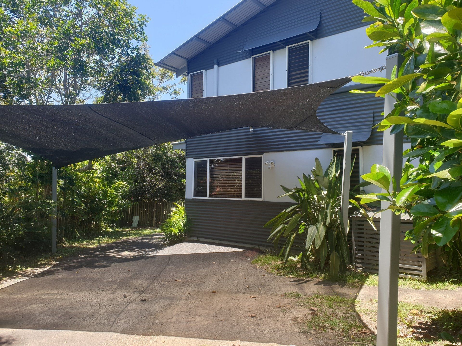 Black Shade Sail Over Residential Driveway-Smart Shades Lismore NSW