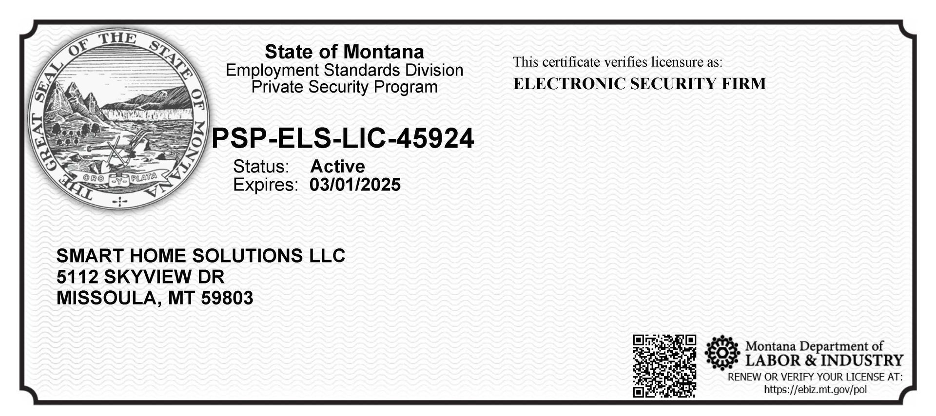 A state of montana employment card with a qr code on it