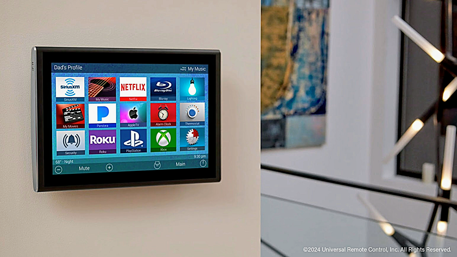 URC Touch Screen, Showing Devices it controls through out the home