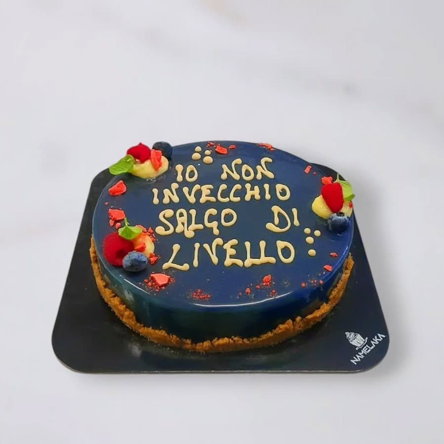 Blue glazed cake with