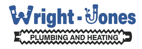 Wright-Jones Plumbing and Heating logo with blue text and a wrench design.