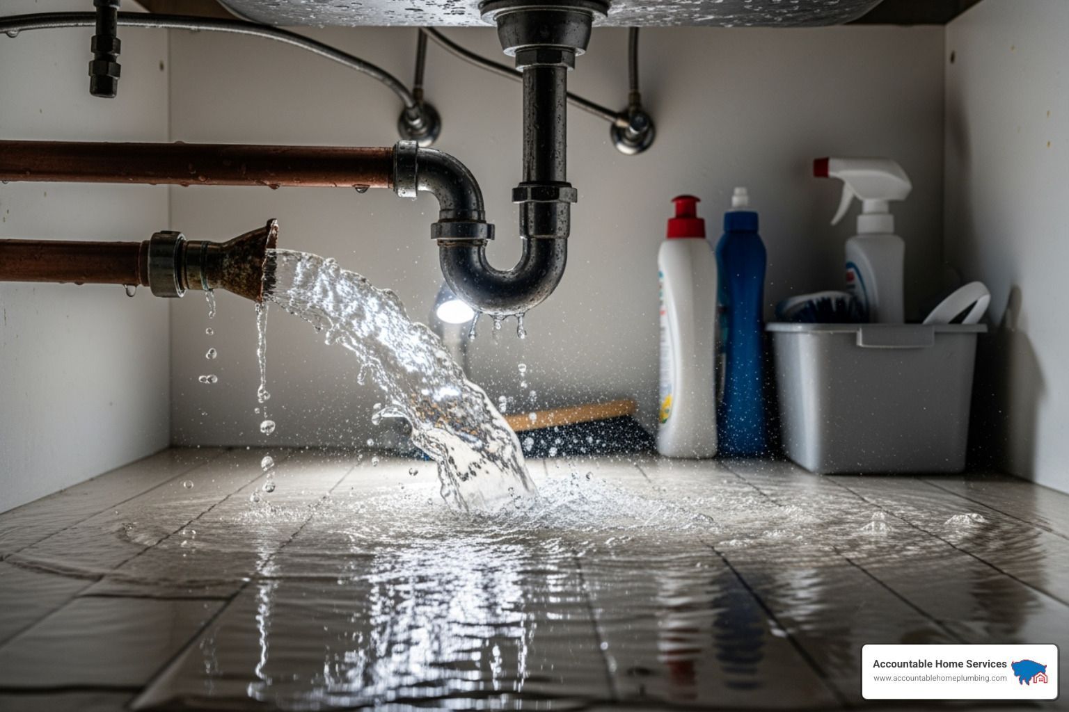 burst pipe under sink - emergency plumbers near me