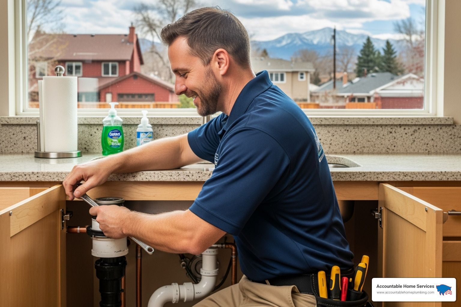 friendly, professional plumber with a van - Denver garbage disposal repair