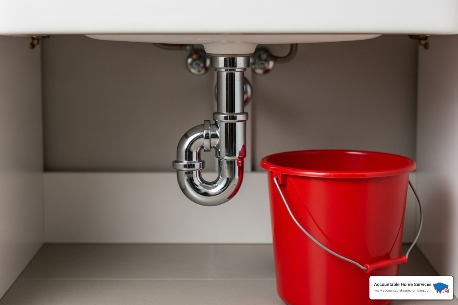 P-trap under a sink with a bucket placed underneath - best solution for blocked drains