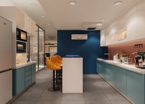 Modern kitchen with faucet repair tools and plumbing equipment in Denver home