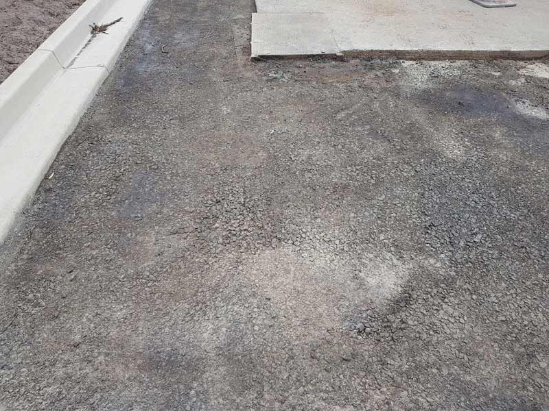 close up of damaged road