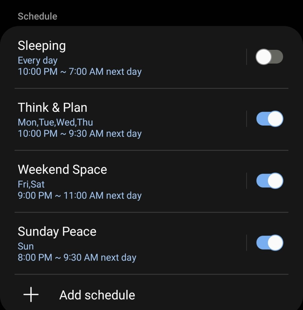 Screen capture of schedule on Samsung