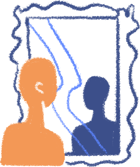 Illustration of a person looking in mirror to symbolize acknowledgement
