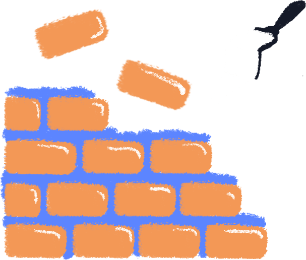Illustration of bricks piling up to form a foundation