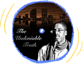 Hand-drawn graphic  with a phonograph record of Tony Shavers III poetry album