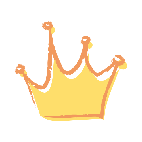 Yellow crown with orange outline.