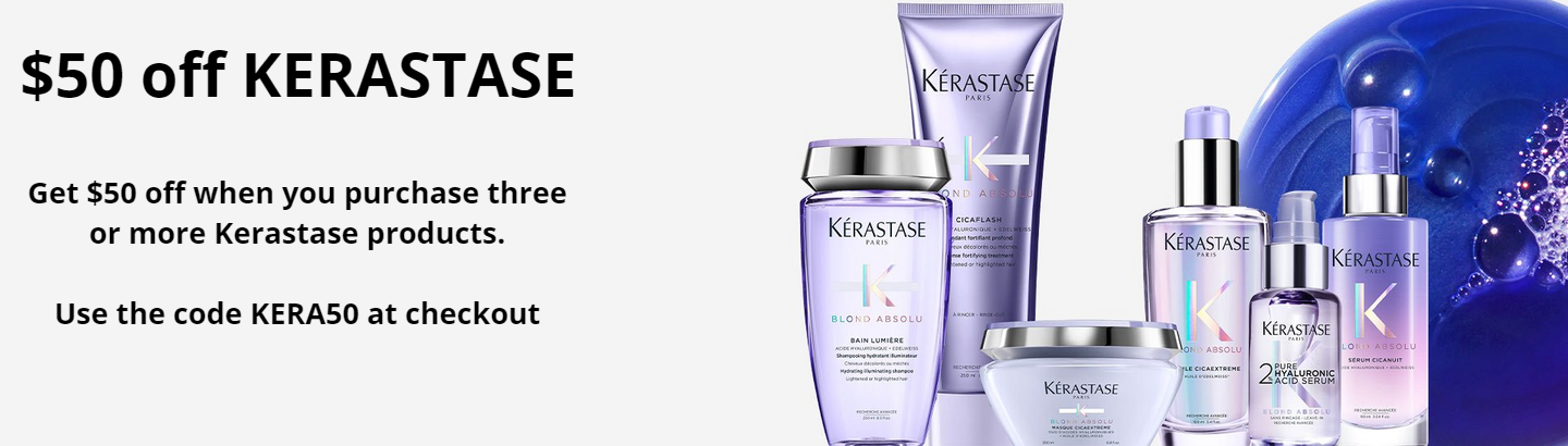 An advertisement for kerastase shows a variety of products