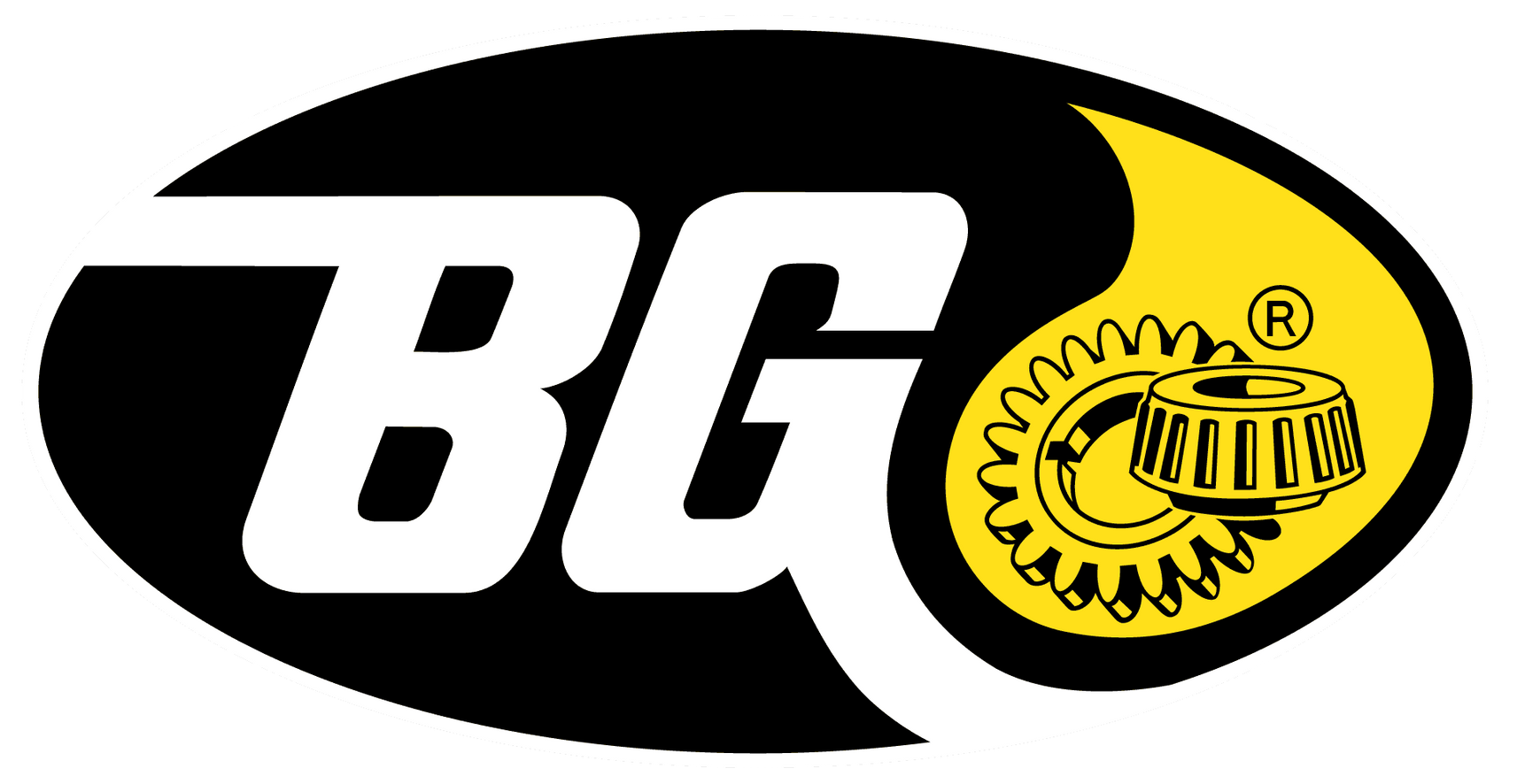 Black oval logo with white 