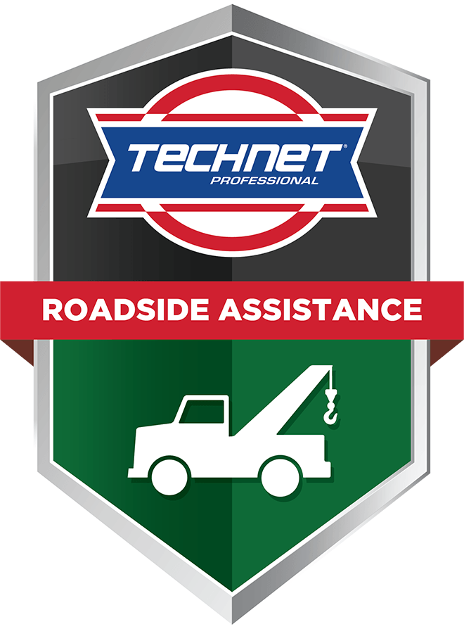 TECHNET Professional Roadside Assistance emblem with tow truck icon.