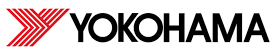 Yokohama logo: red chevron lines pointing right, black 