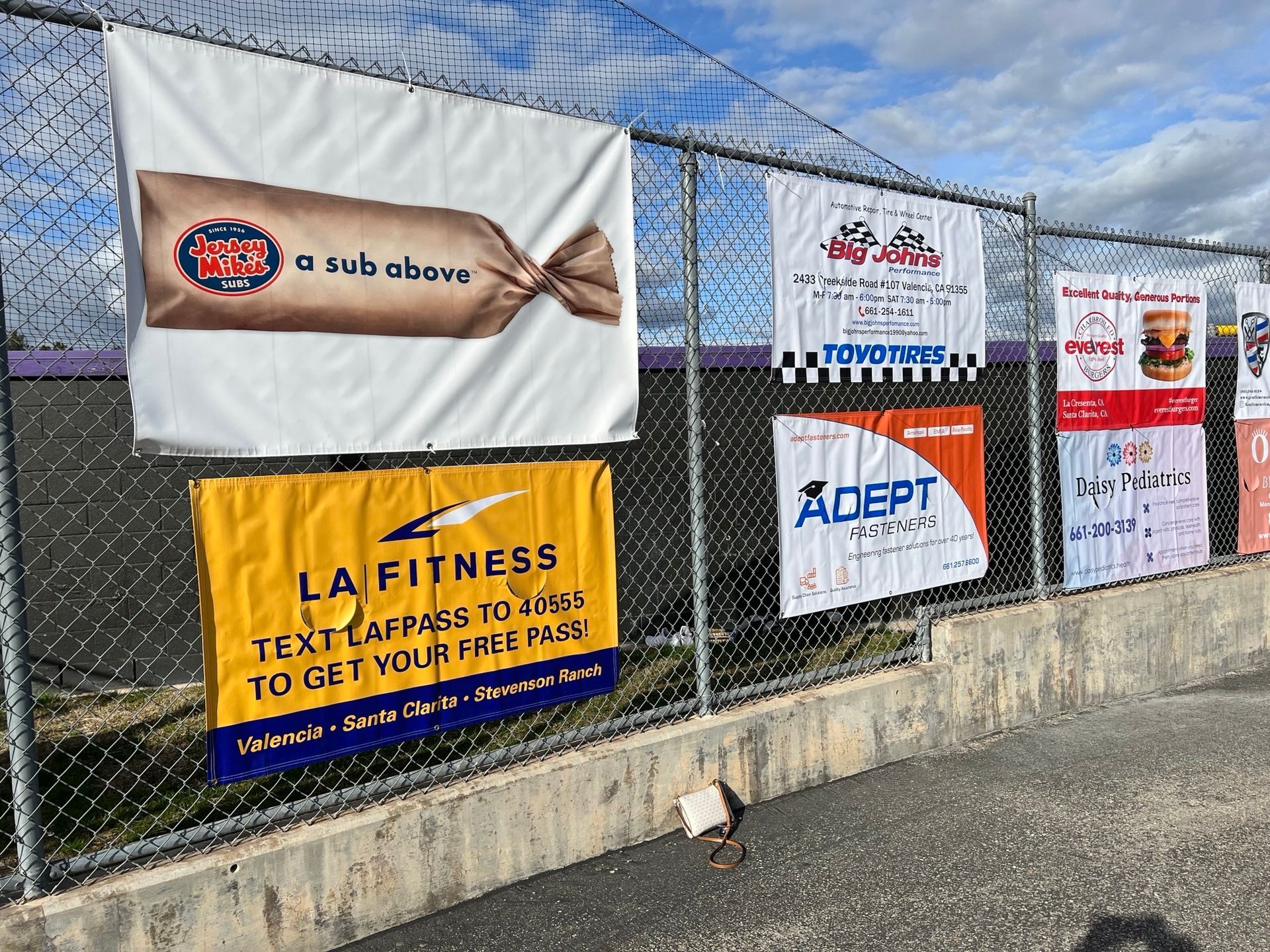 banners up on a wire fenceline