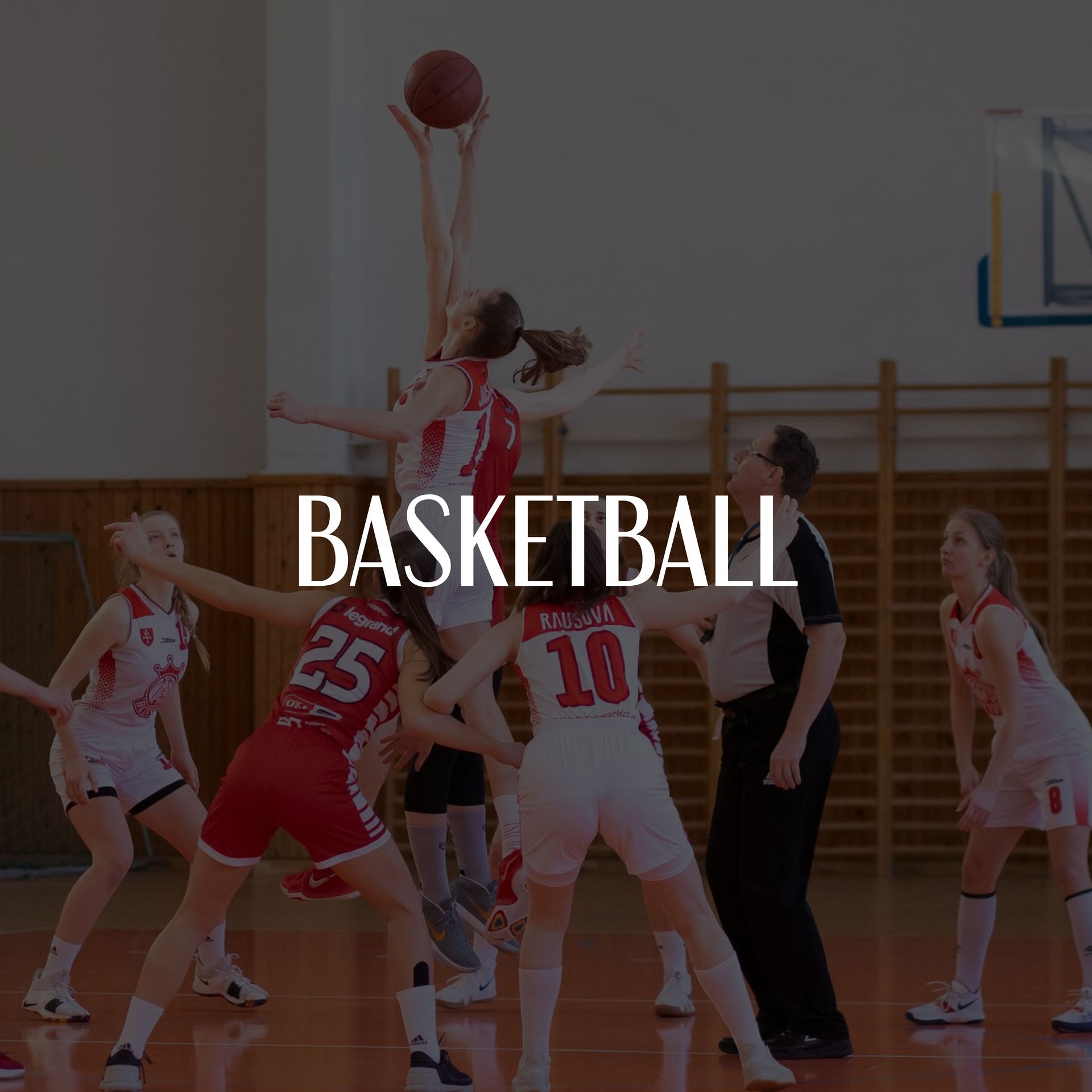 basketball players during a game with text labeling it as basketball