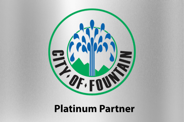The logo for the city of fountain is a platinum partner