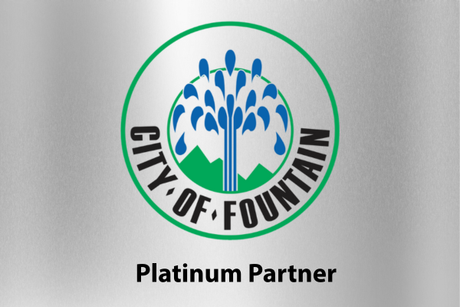 The logo for the city of fountain is a platinum partner