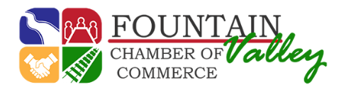 The logo for the fountain chamber of valley commerce