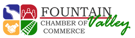 The logo for the fountain chamber of valley commerce