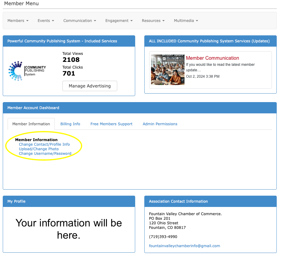 A screenshot of a website that says your information will be here