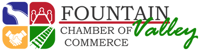 The logo for the fountain chamber of valley commerce