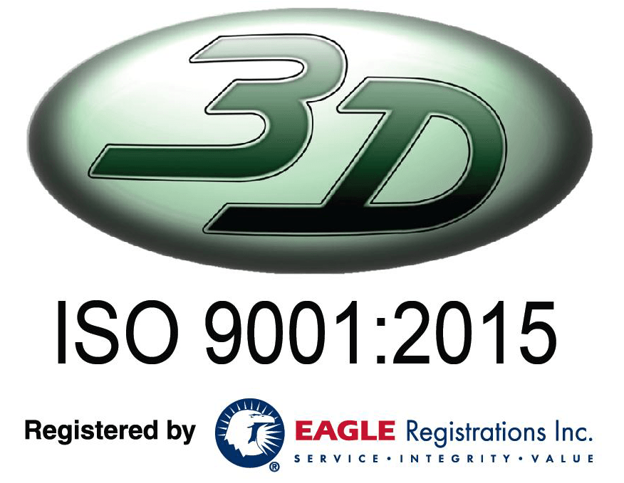 3D Plastics Logo - ISO 9001:2015 Logo