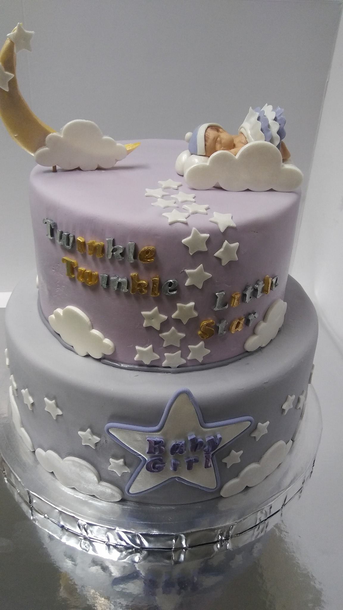 Jennifer's Cake with stars and clouds