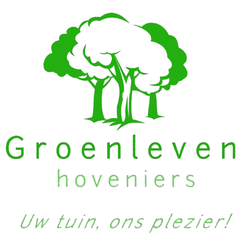 Een groen-wit logo voor groenleven hoveniers met twee bomen