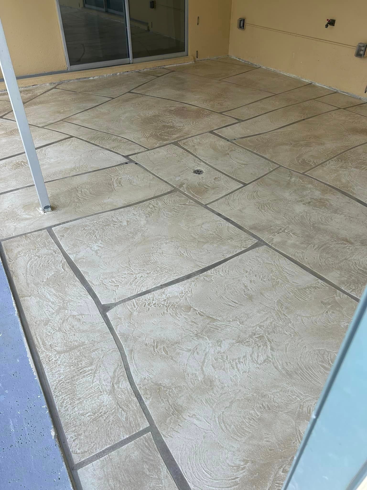 stamped, stained, and sealed concrete installation
