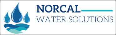 Norcal Water Solutions logo with blue water droplet and teal line on a white background